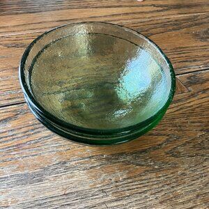 Set of 2 Fire and Light Recycled Glass Green Soup/Cereal Bowls 6"